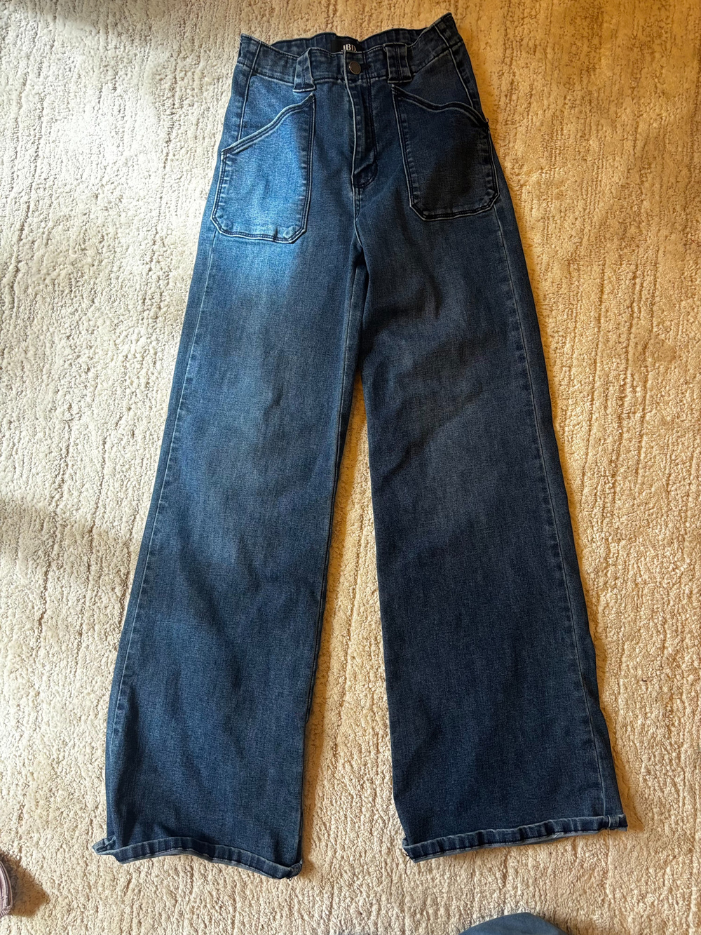 JBD Wide Leg Denim Jeans High Rise Patch Pocket Size 25 Y2K